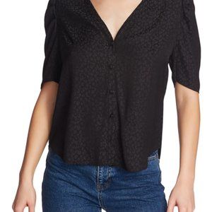 1.STATE Puff Sleeve Animal Print Top (S)
